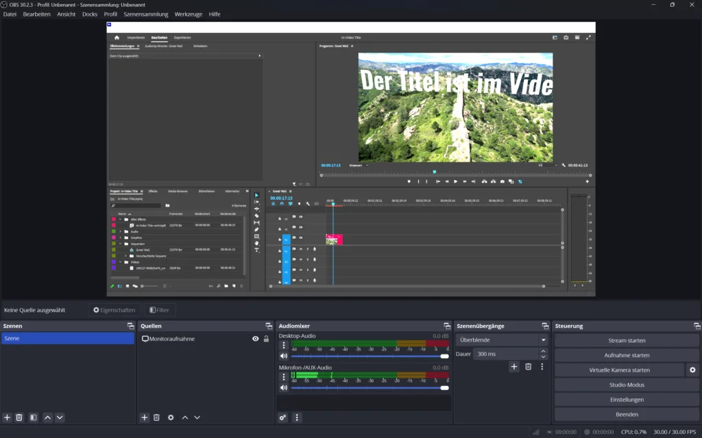 Bildschirmaufnahme mit OBS Studio